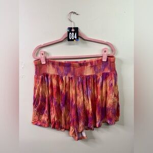 Terra & Sky Tie-Dye Smocked Waist Shorts- Pink & Orange & Purple